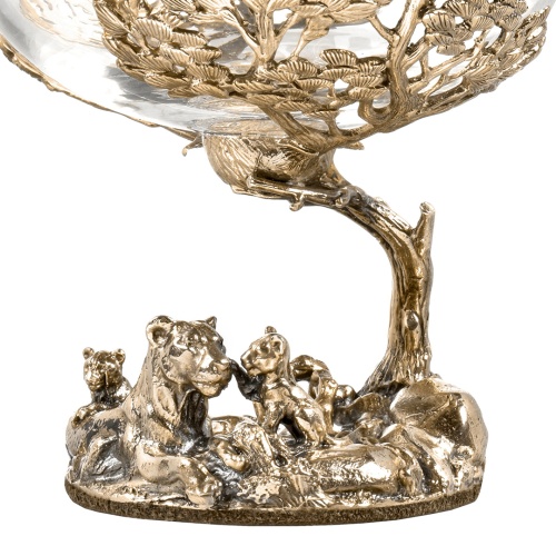 Набор 2 бокала для коньяка "Львица со львятами", в шкатулке из массива