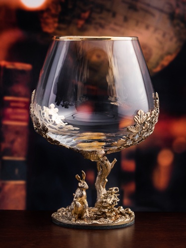 Бокал для коньяка "Заяц" 420 мл в подарочной коробке
