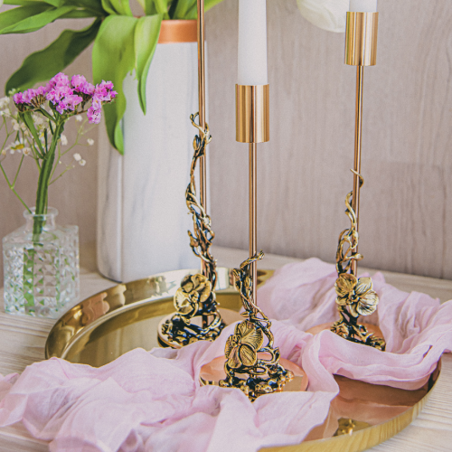 Подарочный набор из 3 подсвечников "Орхидея" в подарочной коробке