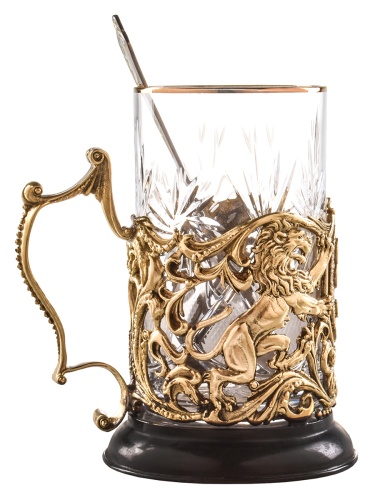 Подстаканник ручной работы С Юбилеем 70 лет в черной подарочной упаковке