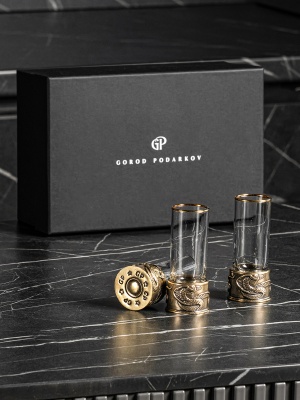 Набор 3 стопки патрон "Змея"  в черной подарочной упаковке.