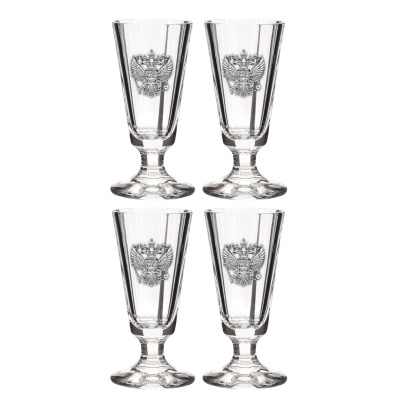 Набор Лафитный 4 стопки(Герб олово) в черной коробке