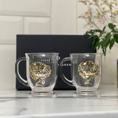 Набор для глинтвейна: 2 чашки с накладками Мак в черной коробке