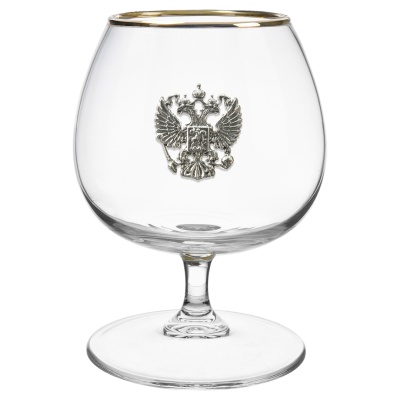 Набор 4 бокала для коньяка "Шаранте" накл "Герб"олово ,черная упаковка ключница