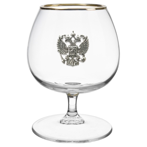 Набор 4 бокала для коньяка "Шаранте" накл "Герб"олово ,черная упаковка ключница