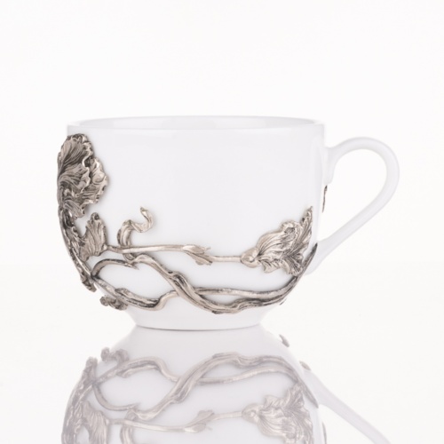 Чайная пара Ирис нейзильбер в черной подарочной коробке