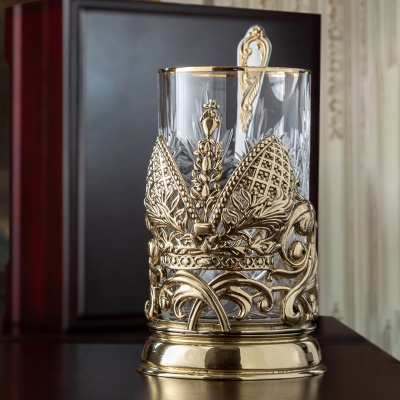 Подстаканник ручной работы "Глава Семьи" набор 3 предмета в деревянной шкатулке