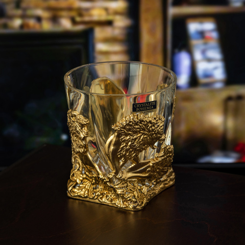 Бокал для ВИСКИ ручная работа Львы в подарочной упаковке