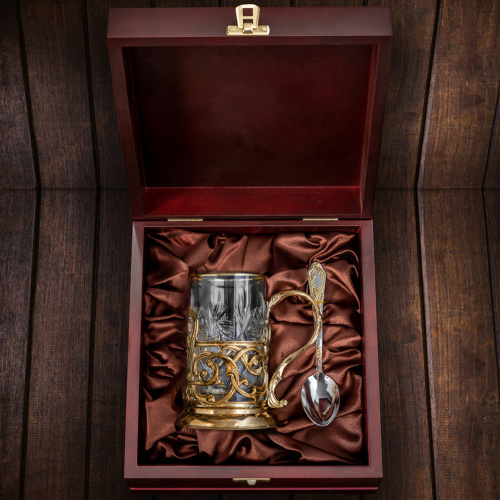 Подстаканник ручной работы "Георгий Победоносец",в деревянной шкатулке