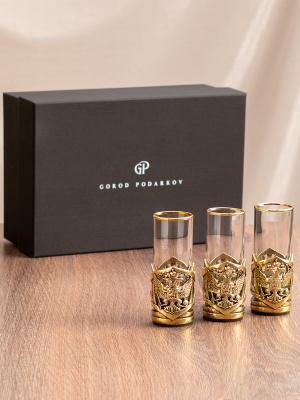 Набор 3 стопки Патрон "Герб РФ" "Великая Россия",в черн. под уп.