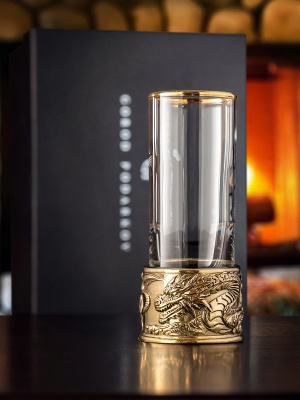 Стопка Патрон Дракон с латунным основанием в подарочной коробке
