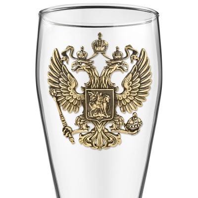 Набор 4 бокала для пива, накл. "Герб РФ" ВЕЛИКАЯ РОССИЯ ,в ч/б коробке