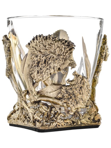 Бокал для ВИСКИ ручная работа Львы в подарочной упаковке