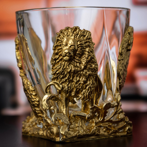 Бокал для ВИСКИ ручная работа Львы в подарочной упаковке