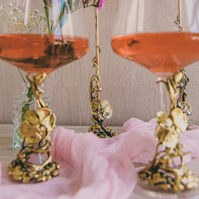 Подарочный набор из 2 бокалов для вина "Орхидея" в картонной коробке