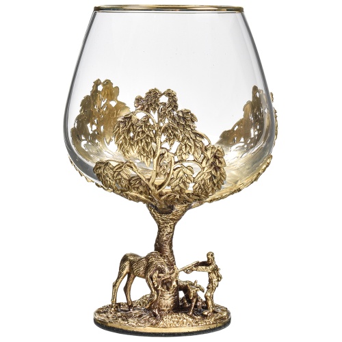 Набор 2 бокала для коньяка "Охота на Уток" и "Охота на Лося", в шкатулке из массива