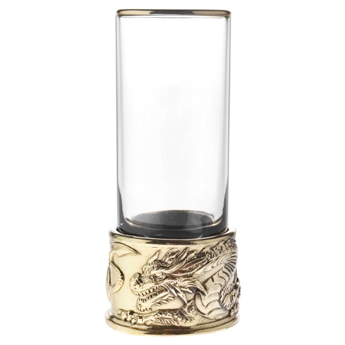 Набор 4 бокала для коньяка (Р) "Дракон на шаре",6 стопок патрон "Дракон", в деревянной шкатулке.