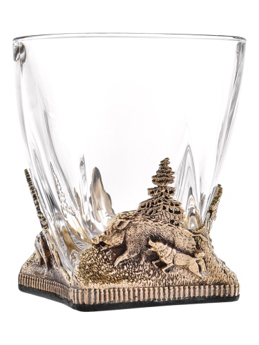 Бокал для ВИСКИ ручная работа охота на кабана в подарочной упаковке