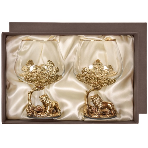 Набор 2 бокала для коньяка "Лев", в коробке из дизайнерского картона