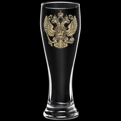 Бокал для пива, накл. "Герб РФ" ВЕЛИКАЯ РОССИЯ ,в ч/б коробке