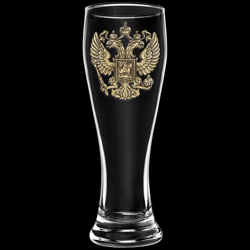 Набор 2 бокала для пива, накл. "Герб РФ и СССР" ВЕЛИКАЯ РОССИЯ ,в ч/б коробке
