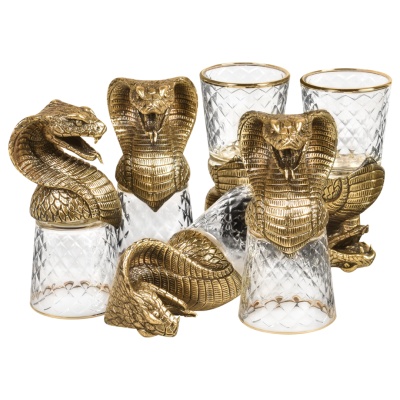 Набор 6 стопок-перевертышей со штофом "Змея", в коробке из дизайнерского картона