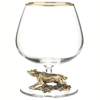 Подарочный набор из 4 бокалов для коньяка "Волк" в подарочной коробке