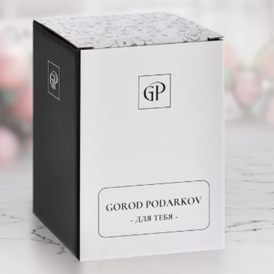 Стакан для виски Элизия с накладкой Лев в короне в черно белой коробке