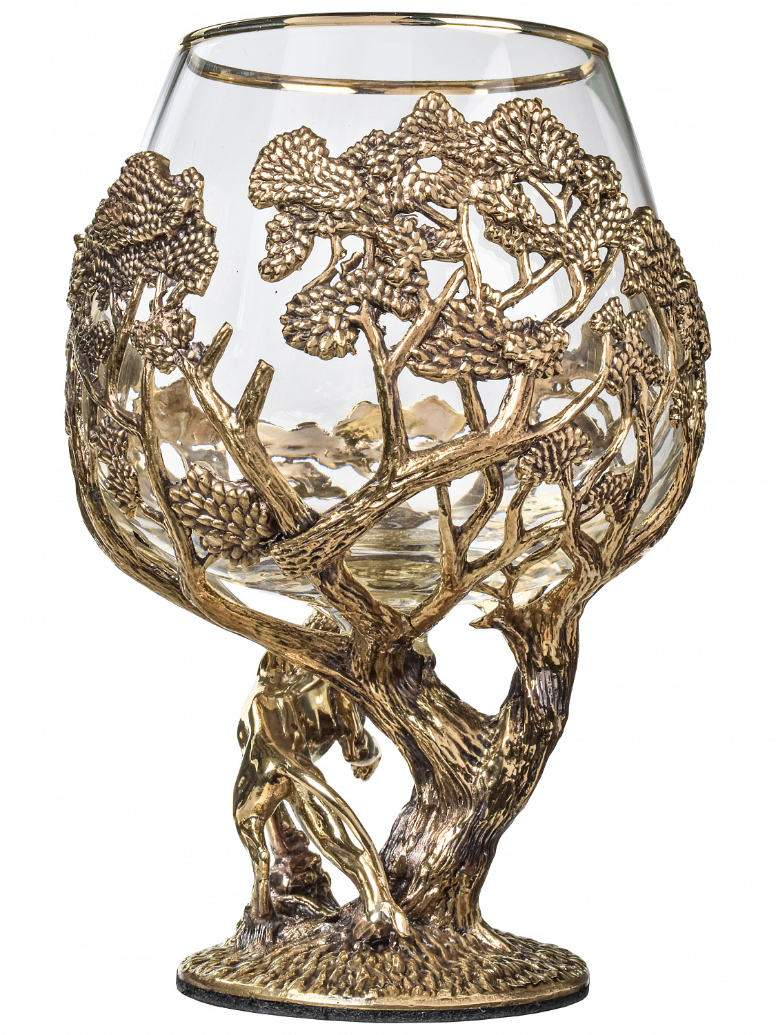 Бокал для коньяка "Лев" (ROYAL) 420 мл в деревянной шкатулке