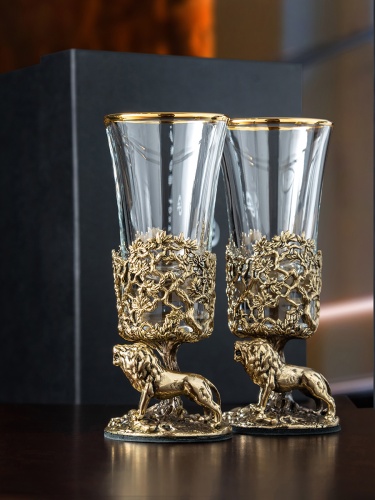 Набор 2 лафитника "Лев", в черной подарочной упаковке.