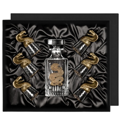 Набор 6 стопок-перевертышей со штофом "Змея", в коробке из дизайнерского картона