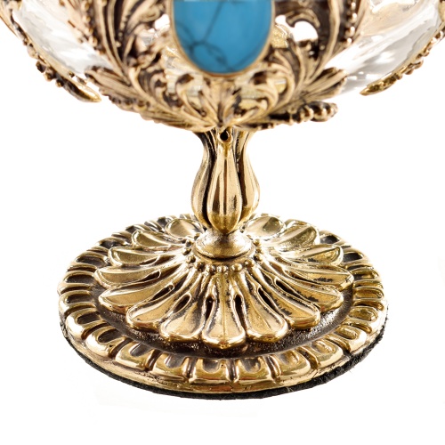 Набор 2 бокала для коньяка с искусственным камнем "Бирюза", в шкатулке из массива