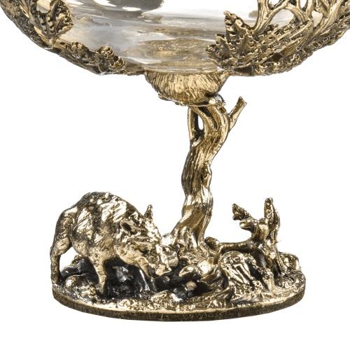 Набор 2 бокала для коньяка "Кабан и "Медведь", в шкатулке из массива