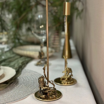 Подсвечник металлический малый Лев в транспортной коробке