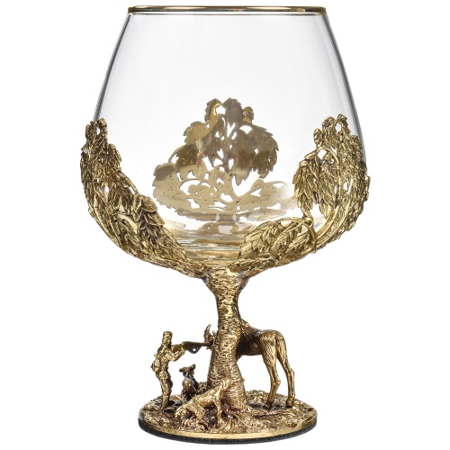 Набор 2 бокала для коньяка "Охота на Лося", в шкатулке из массива