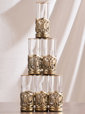 Набор 6 стопок Патрон "Герб РФ" "Великая Россия",в черн. под уп.