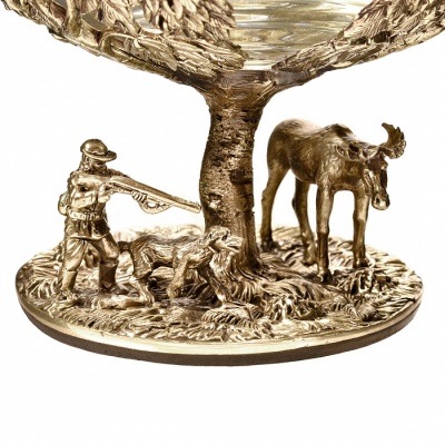 Набор 2 бокала для коньяка "Охота на Кабана" и "Охота на Лося", в шкатулке из массива