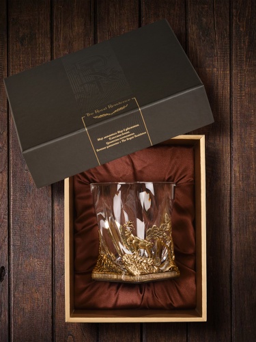 Бокал для ВИСКИ ручная работа охота на оленя в подарочной упаковке