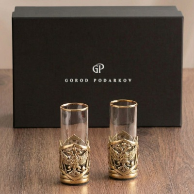 Набор 2 стопки Патрон "Герб РФ" "Великая Россия",в черн. под уп.