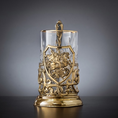 Подстаканник ручной работы "Георгий Победоносец",в деревянной шкатулке