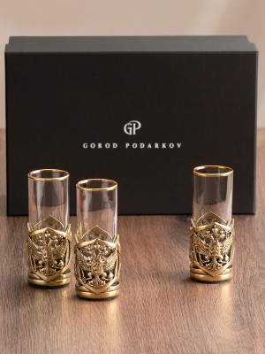 Набор 3 стопки Патрон "Герб РФ" "Великая Россия",в черн. под уп.