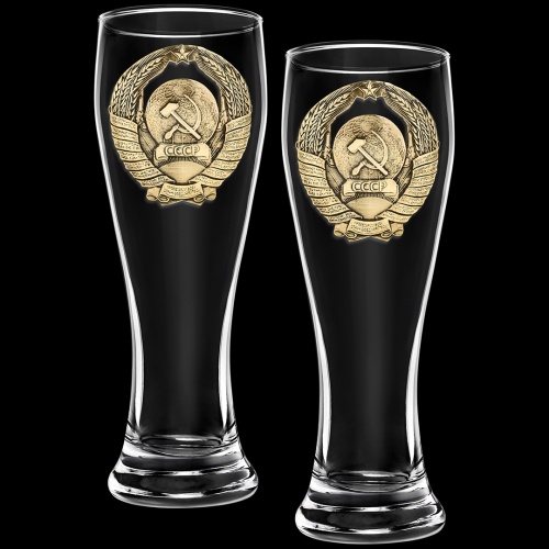 Набор 2 бокала для пива, накл. "Герб СССР" ВЕЛИКАЯ РОССИЯ в подарочной коробке
