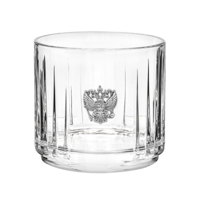 Набор Пирамида, 2 бокала для виски со Штофом накладка "Герб РФ", в тубусе