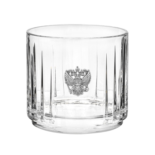 Набор Пирамида, 2 бокала для виски со Штофом накладка "Герб РФ", в тубусе