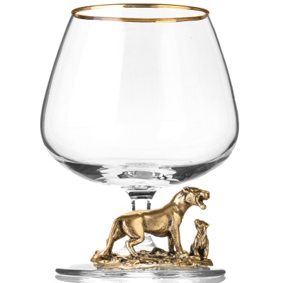 Подарочный бокал для коньяка "Львица" в картонной коробке