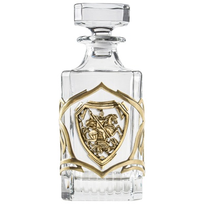 Набор "Великая Россия": 2 бок.для виски "Квадро",Штоф "TImeless",накл."Георгий Поб",кам/меш.,черн.уп