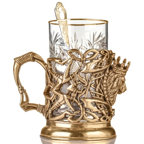 Подстаканник ручной работы "Лев", в шкатулке из массива