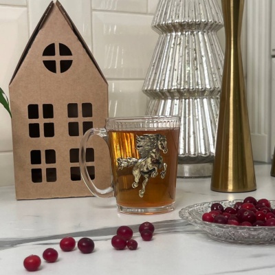 Чашка с накладкой Огненный Конь в упаковке Домик