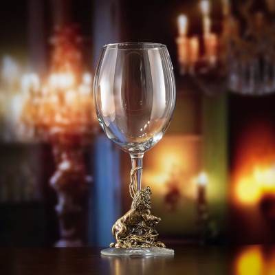 Бокал для вина "Лев на ветке"(со статуэткой на ножке), в подарочной упаковке.