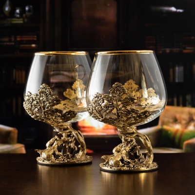 Набор 2 бокала для коньяка "Медведи", в коробке из дизайнерского картона